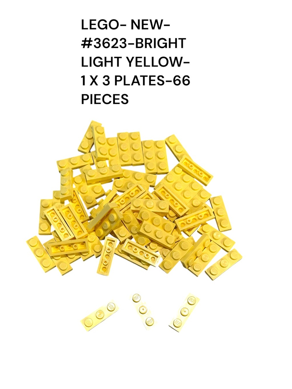 LEGO Bright Light Yellow 1x3 Plate (66 Pieces)
